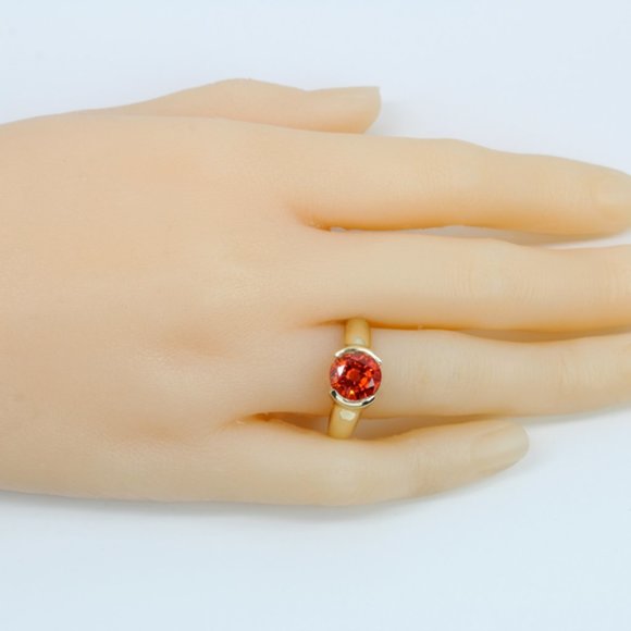14k Yellow Gold Solitaire Orange Gemstone Ring - Picture 7 of 7